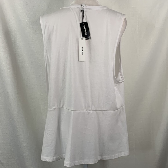 Express Sleeveless White Peplum Top with Rhinestone Waist Embellishment- NWT - Picture 9 of 12